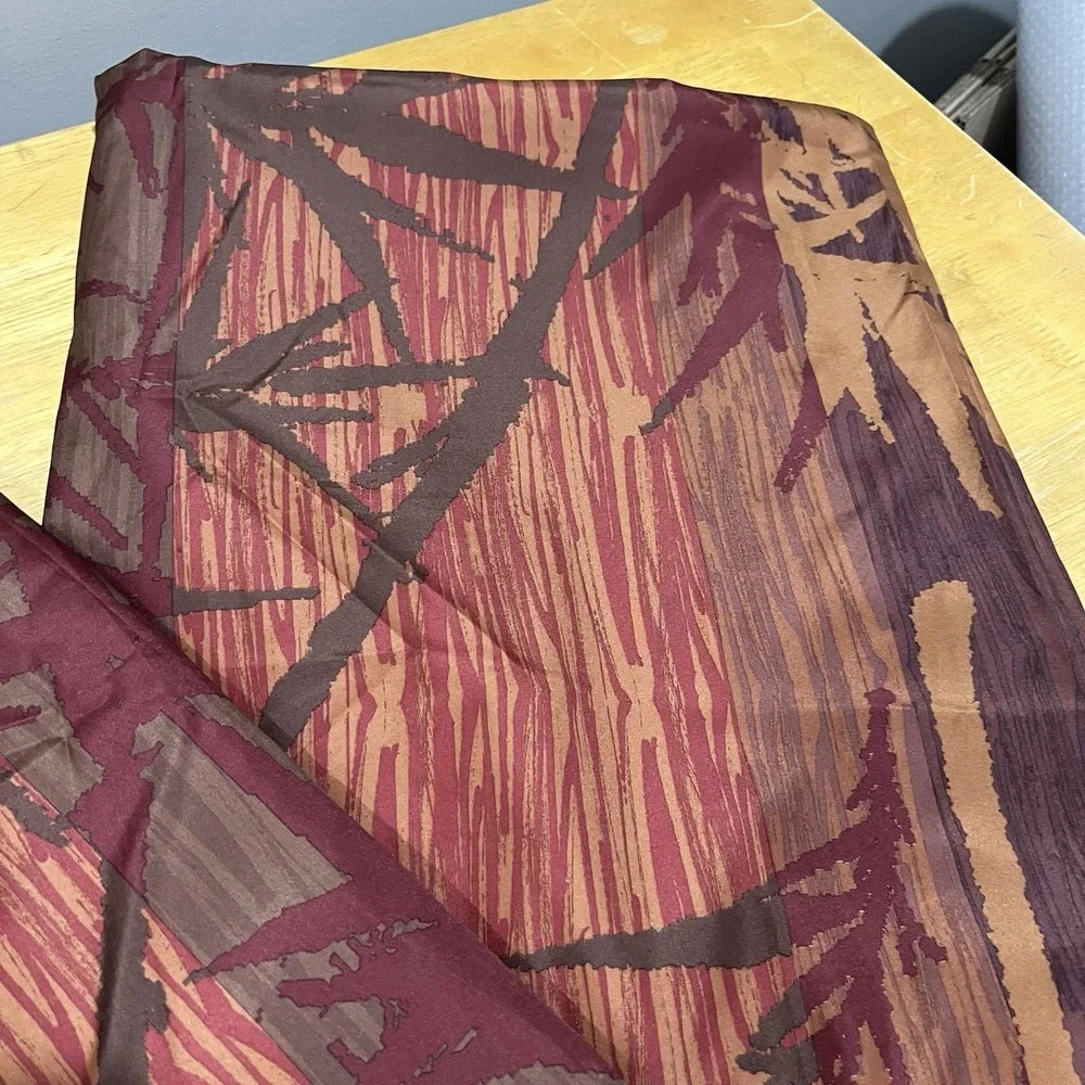 Vtg Pier 1 Bamboo Maroon Red Orange Satiny Curtain Panels 54x84